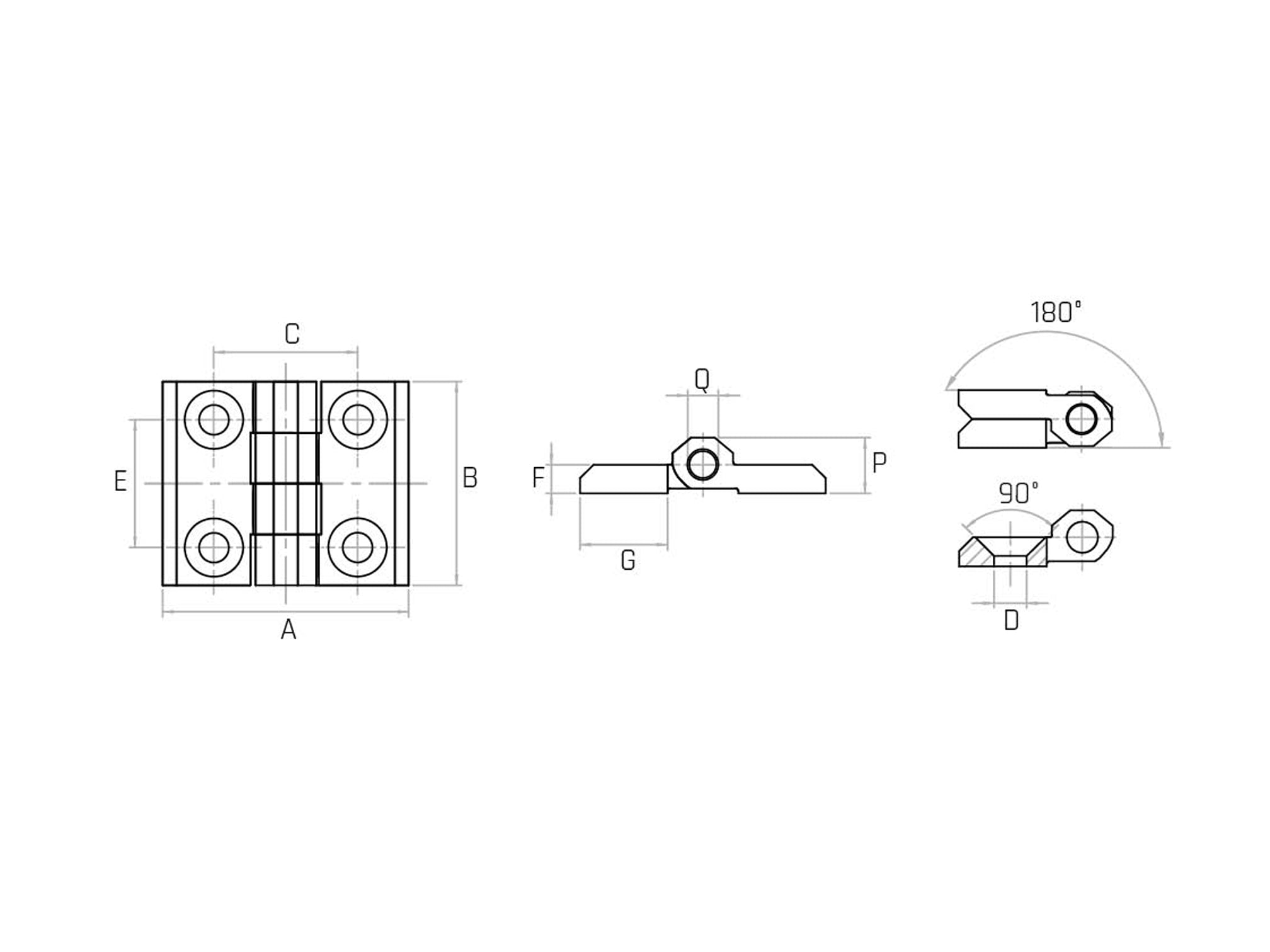 Stainless steel flat hinge with through hole - CX/A - Range  Stainless steel flat hinge with through hole - CX/A - Range